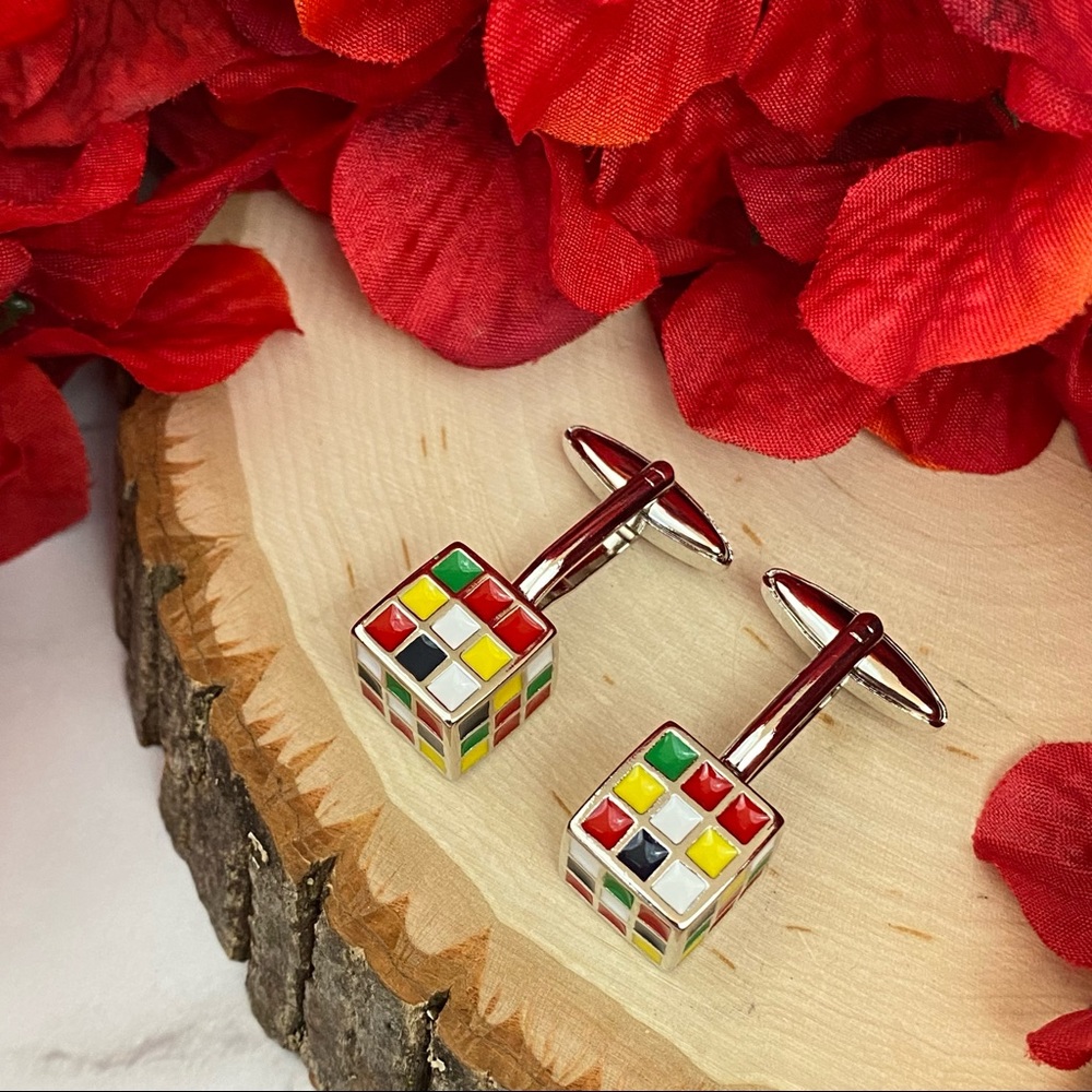 Vintage Colorful Rubix Cube Cufflinks - Picture 9 of 16